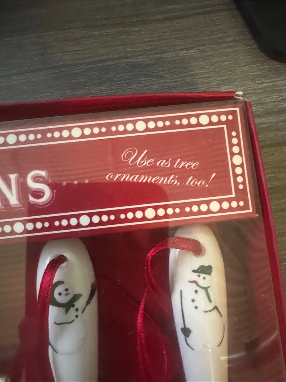 Williams Sonoma White Snowman Ceramic Spoon Set